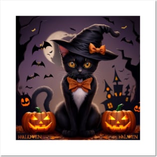 halloween cat Posters and Art